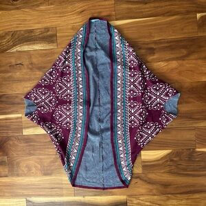 Moonlight Burgundy and Cream Patterned Shrug size Medium